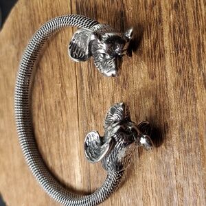 B3205 sterling silver‎ dog heirloom cuff bracelet